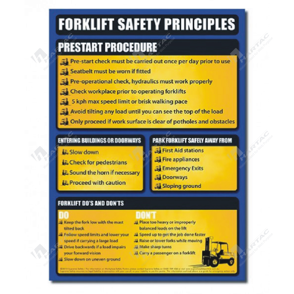 Hs11385 Forklift Safety Principles Laminated Poster 300mm X 420mm Hartac Australia 4870