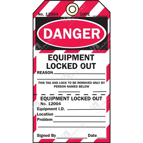 2-Part Production Tags - D/Equipment Locked Out - With Two Part Status ...