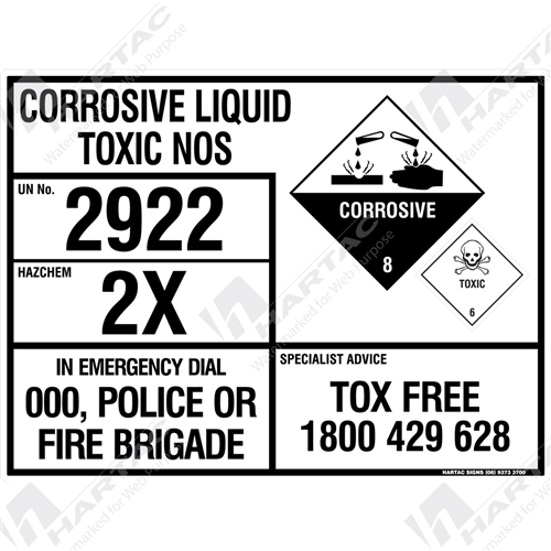 Hs6852 Hazchem Eip Corrosive Liquid Nos Metal Non Reflective