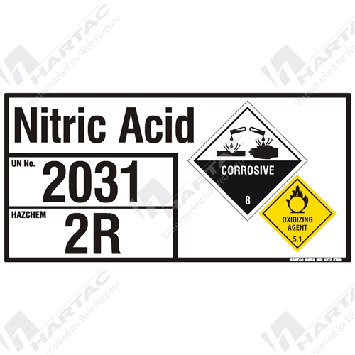 HS6877 - Hazchem (EIP) "Nitric Acid" Metal Non-Reflective (UN2031 ...