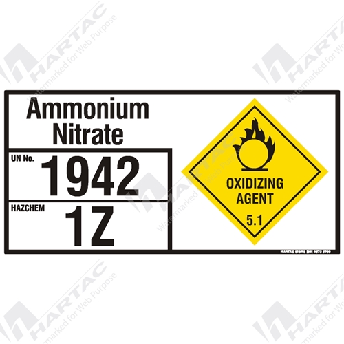 Emergency Information Panel Hazchem Sign Eip Ammonium Nitrate Company Name Hartac Australia