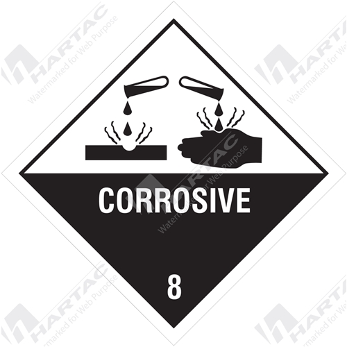 Hazardous Goods Labels & Placards - Hazchem Sign (HGL) Corrosive 8