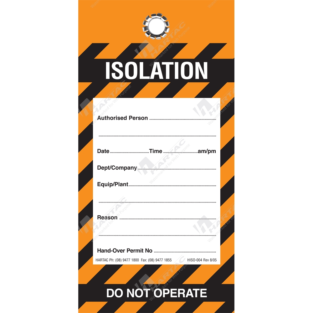 HISO-004 - "Isolation" Polyart Paper Tag (Pack Of 100) - 80mm X 160mm ...