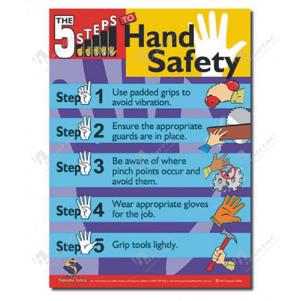HS11382 - The 5 Steps To Hand Safety Laminated Poster - 300mm x 420mm ...