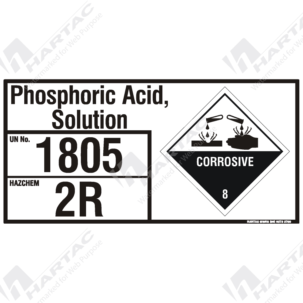 Emergency Information Panel Hazchem Sign (EIP) Phosphoric Acid