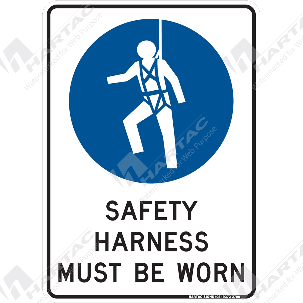 Mandatory Signs Mandatory Sign Portrait Safety Harness Must Be Worn Company Name Hartac